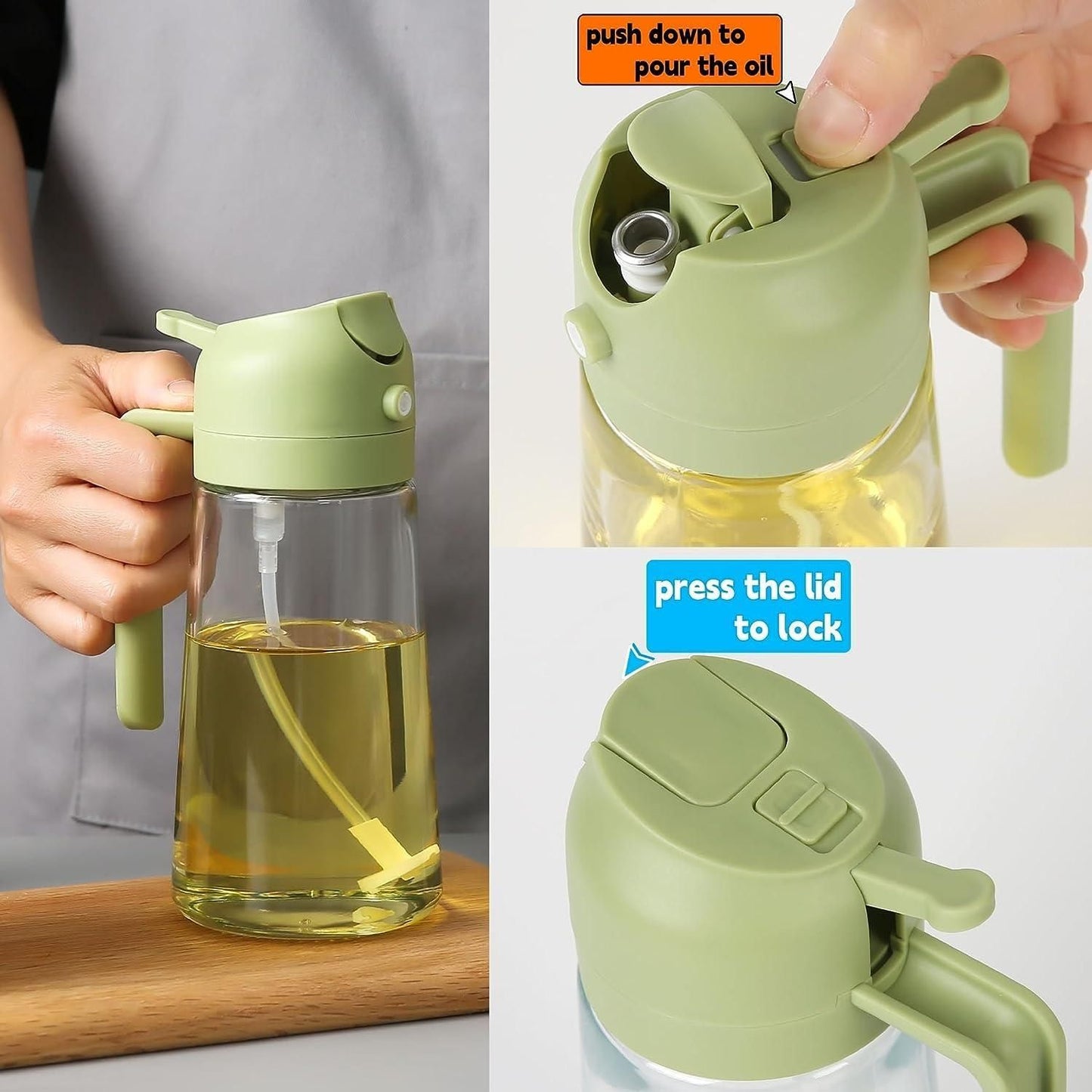 2-in-1 Glass Oil Bottle with Spray